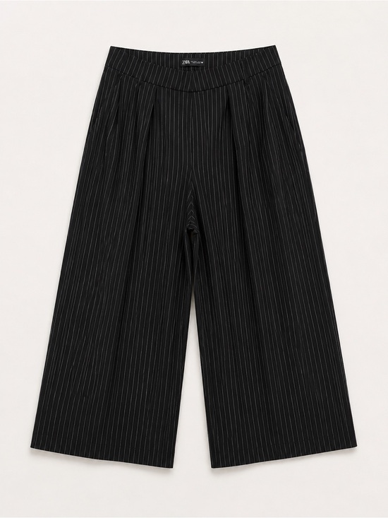 Zara Pants - Zara Women’s Black Pinstripe Wide-Leg Trousers